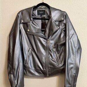 Torrid Metallic Metallic Silver Moto Jacket NWT